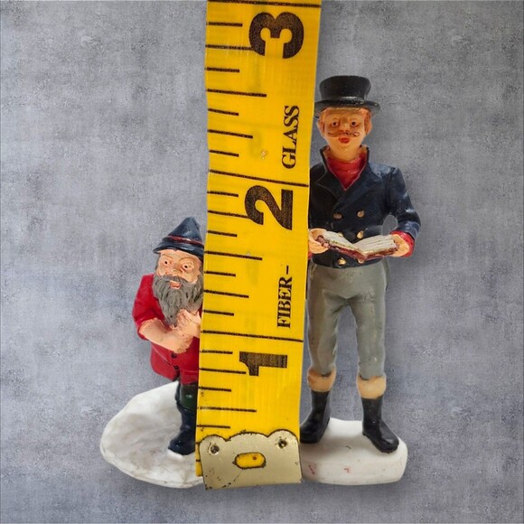 Vintage Lemax Christmas Village Figures Caroler & Elf Helper Pair Holiday Decor - Picture 5 of 5